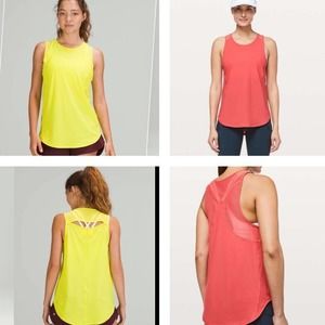LULULEMON Poppy coral sculpt tank & serpentine yellow sculpt tanks Size 2